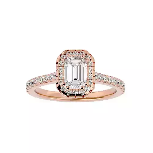 Emerald Halo solitaire wedding engagement ring with 360 view 3D print model Emerald Halo solitaire wedding engagement ring with 360 view 3D print model