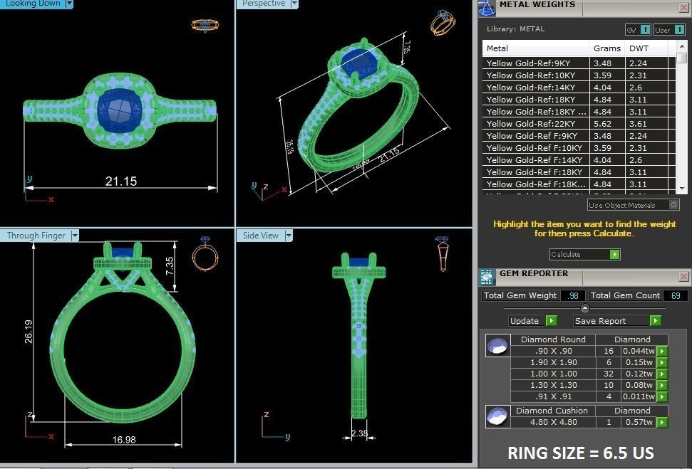 Cushion Halo solitaire wedding engagement ring with 360 view 3D print model_4