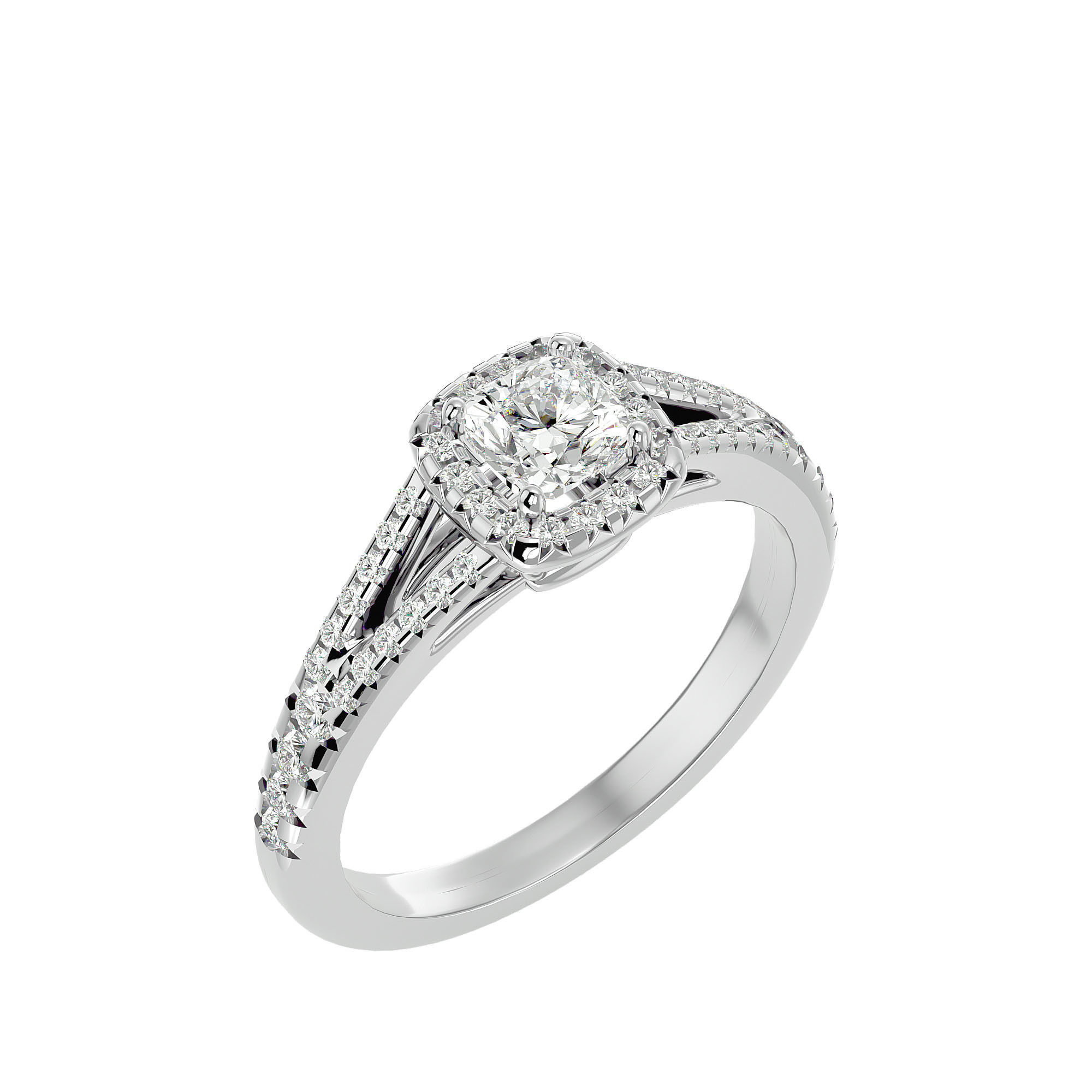 Round Halo solitaire wedding engagement ring with 360 view 3D print model_11