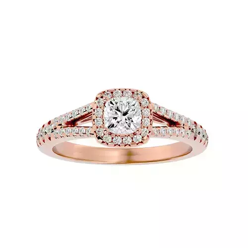 Round Halo solitaire wedding engagement ring with 360 view 3D print model