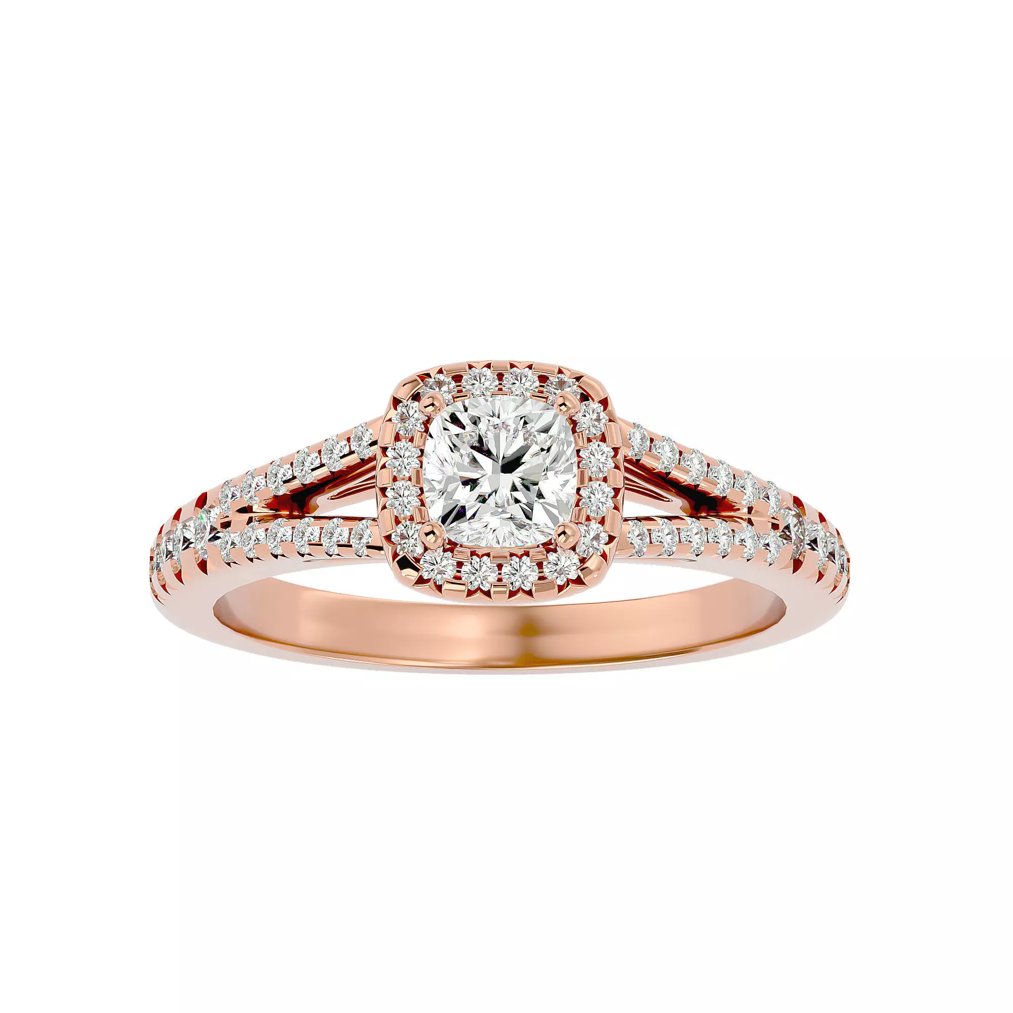 Round Halo solitaire wedding engagement ring with 360 view 3D print model_0