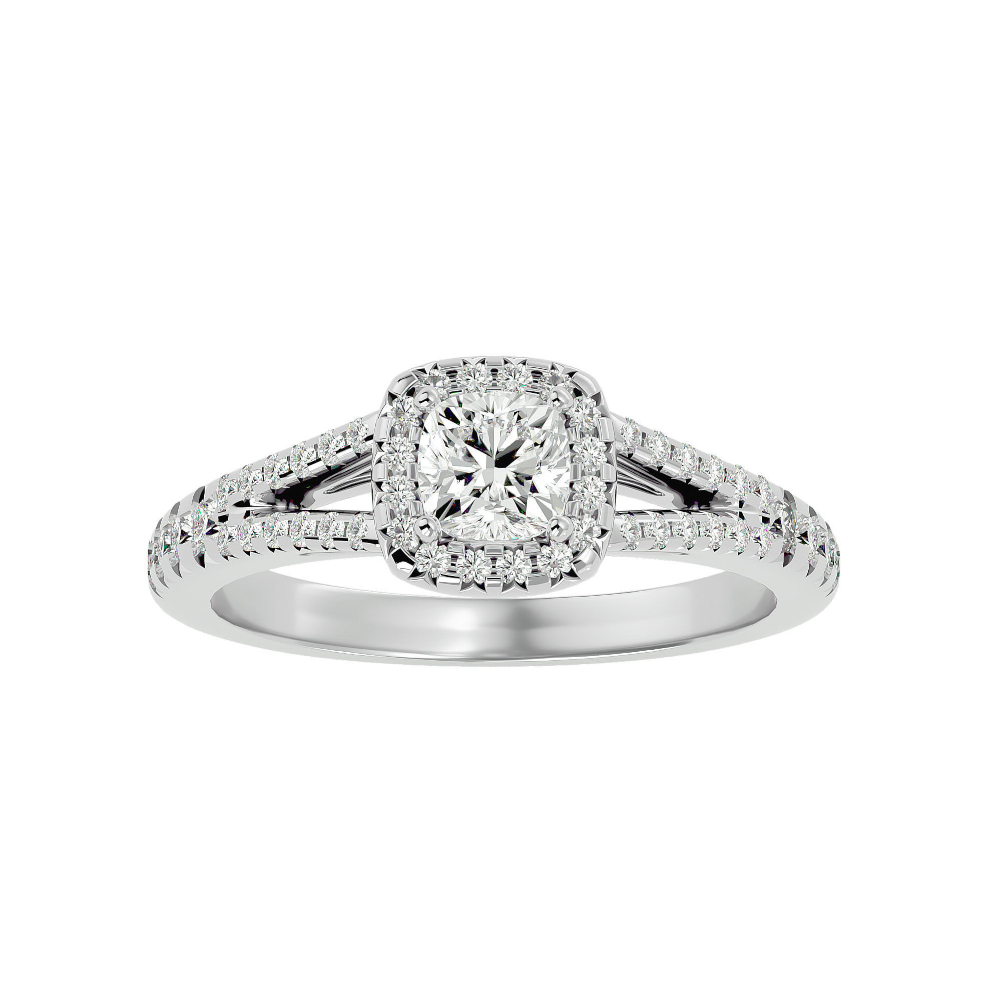 Round Halo solitaire wedding engagement ring with 360 view 3D print model_3