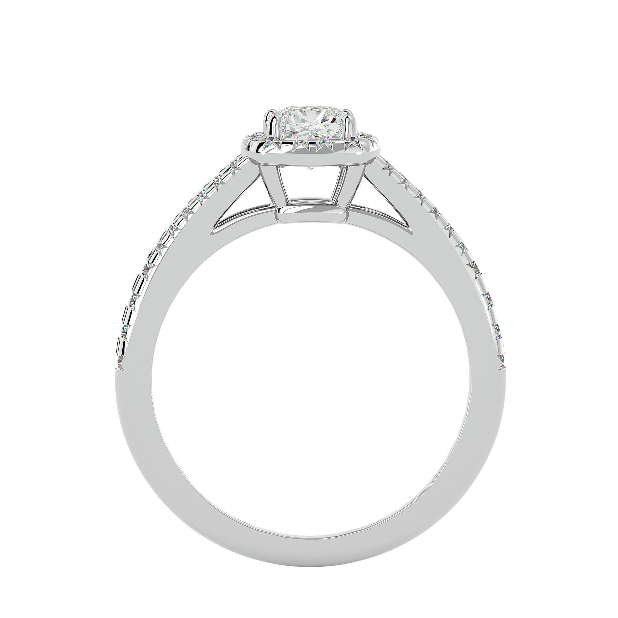 Round Halo solitaire wedding engagement ring with 360 view 3D print model_5