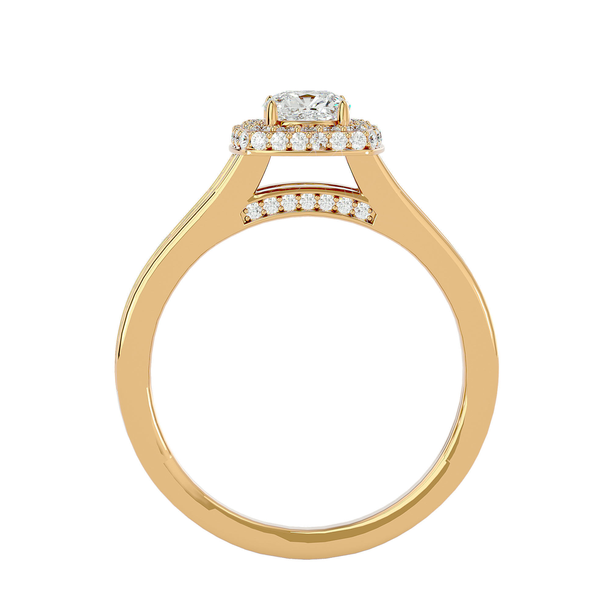 Round Halo solitaire wedding engagement ring with 360 view 3D print model_6