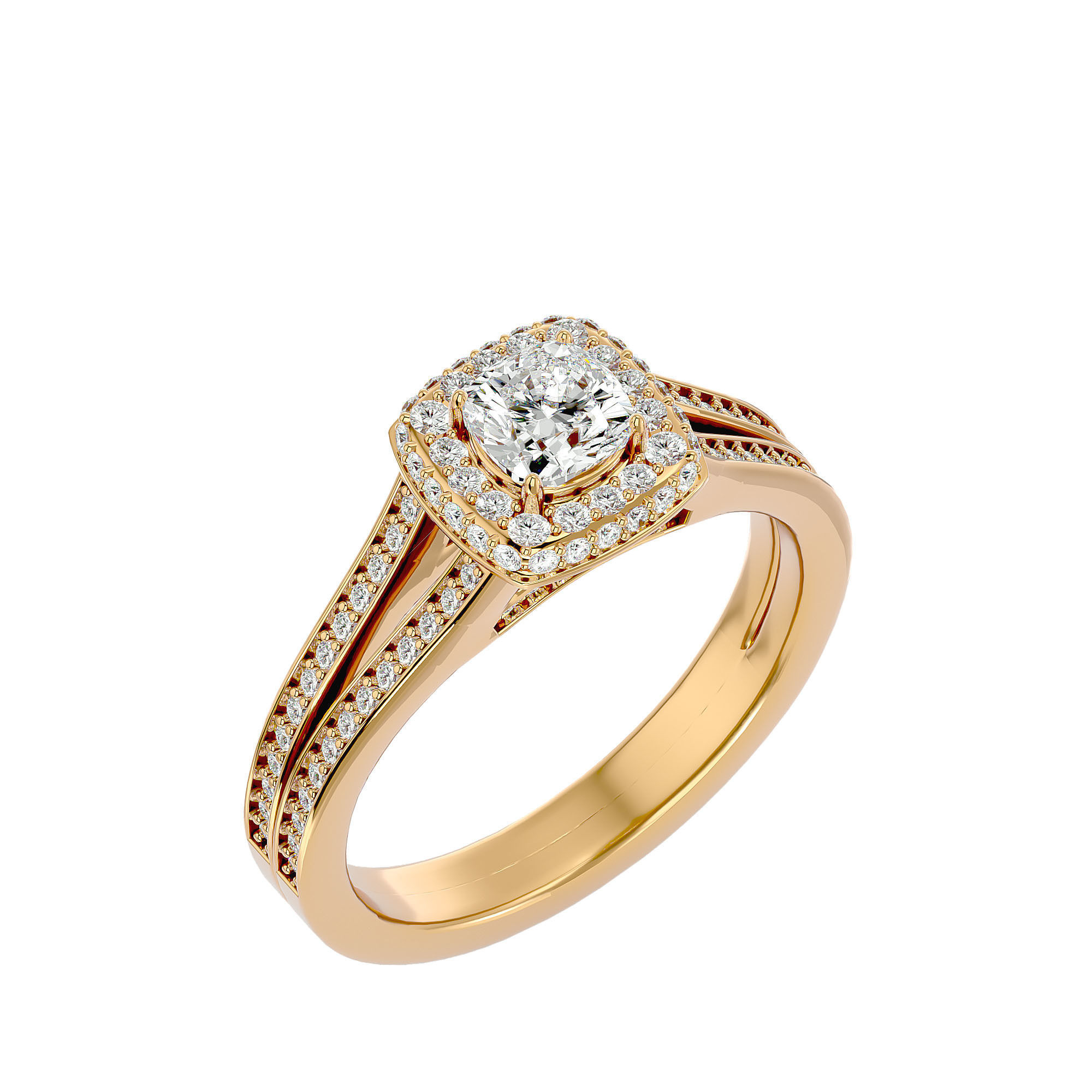 Round Halo solitaire wedding engagement ring with 360 view 3D print model_12