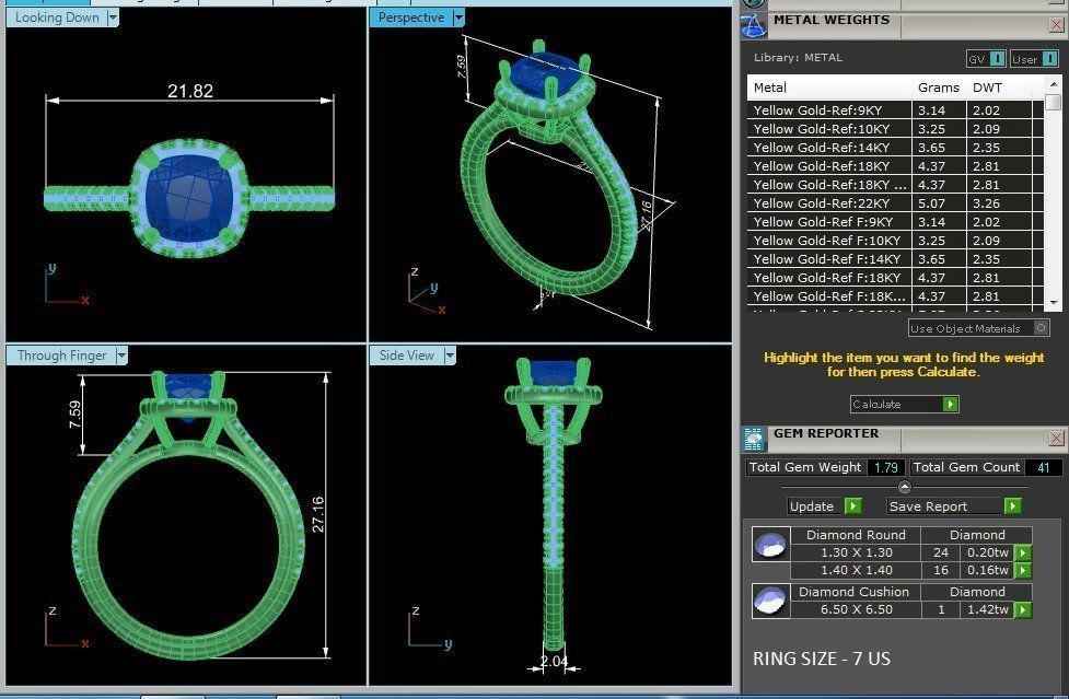 Cushion Halo solitaire wedding engagement ring with 360 view 3D print model_4