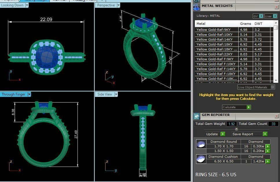 Cushion Halo solitaire wedding engagement ring with 360 view 3D print model_4