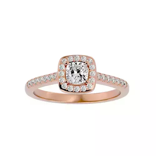 Cushion Halo solitaire wedding engagement ring with 360 view 3D print model