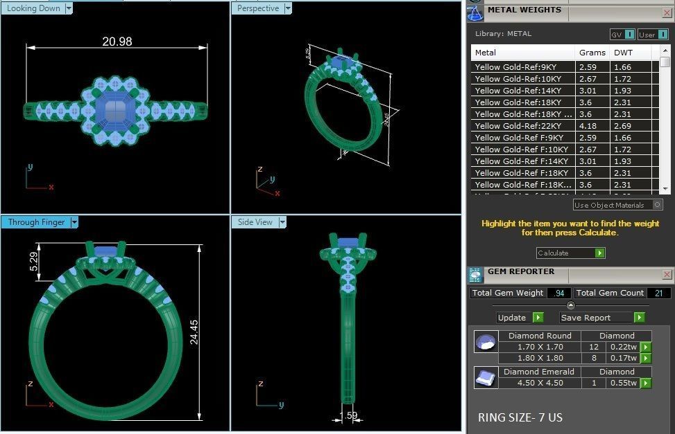 Princess Halo solitaire wedding engagement ring with 360 view 3D print model_5