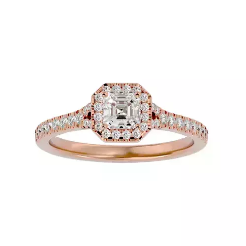 Asscher Halo solitaire wedding engagement ring with 360 view 3D print model Asscher Halo solitaire wedding engagement ring with 360 view 3D print model