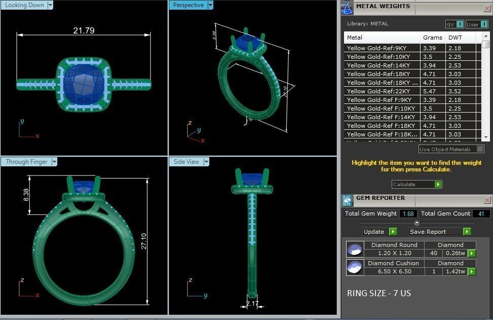 Cushion Halo solitaire wedding engagement ring with 360 view 3D print model_4