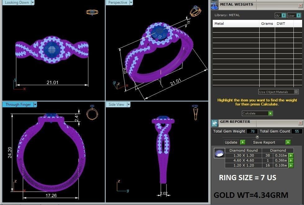 Round Halo solitaire wedding engagement ring with 360 view 3D print model_6