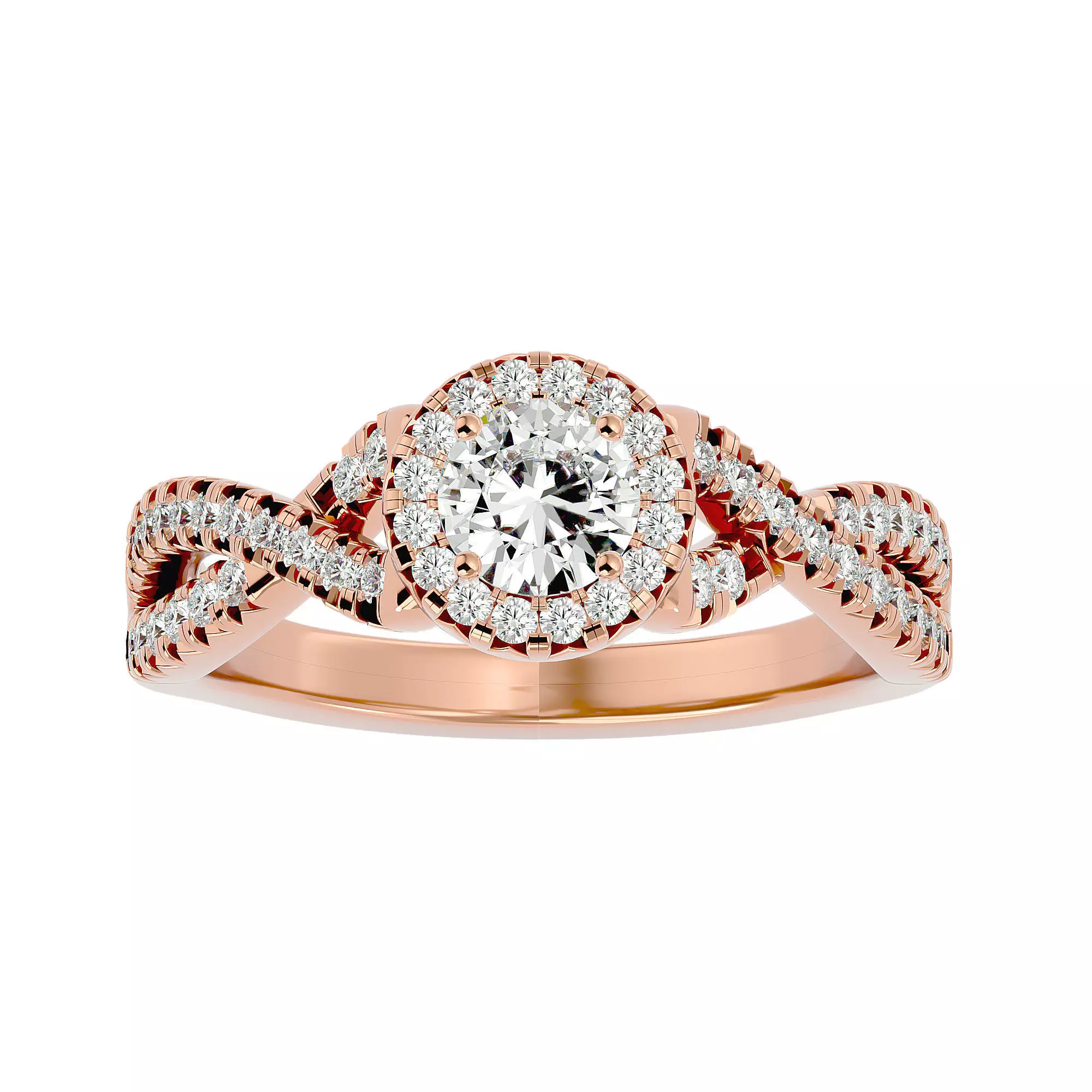 Round Halo solitaire wedding engagement ring with 360 view 3D print model_0