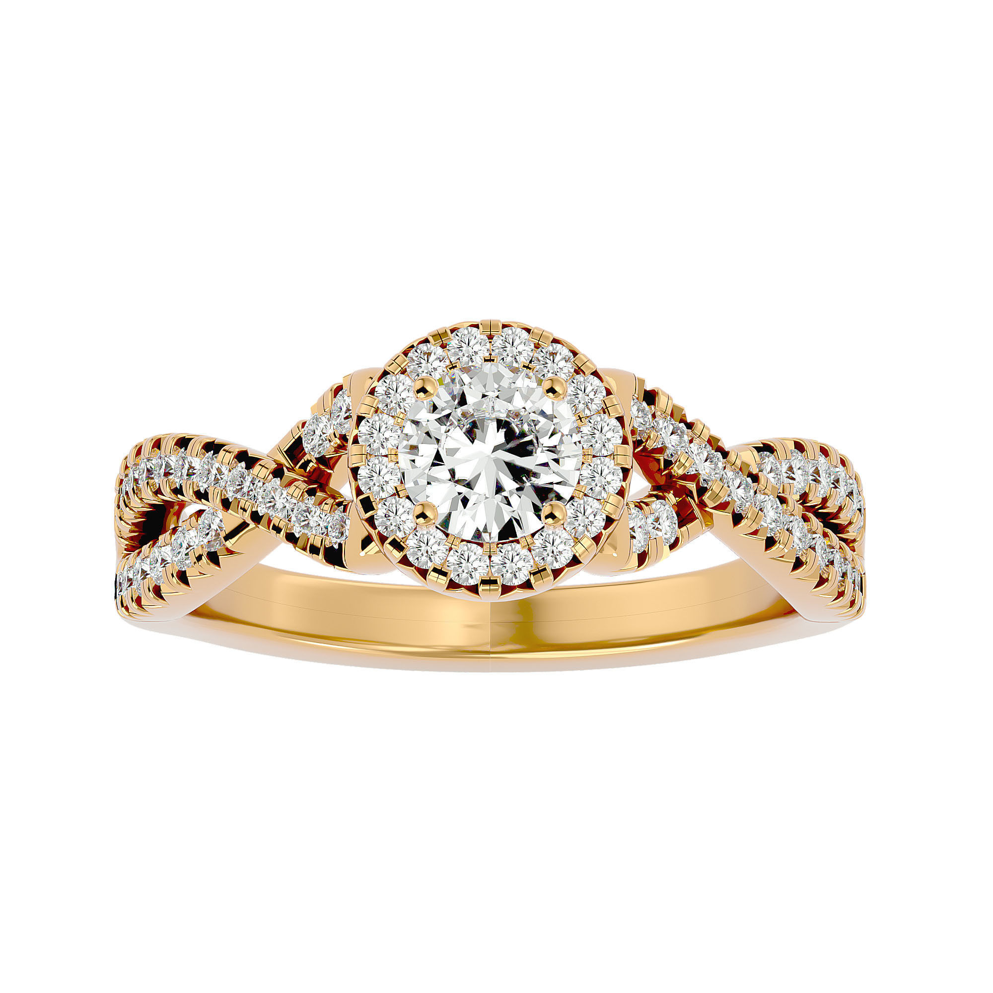 Round Halo solitaire wedding engagement ring with 360 view 3D print model_3