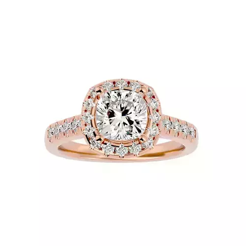 Cushion Halo solitaire wedding engagement ring with 360 view 3D print model