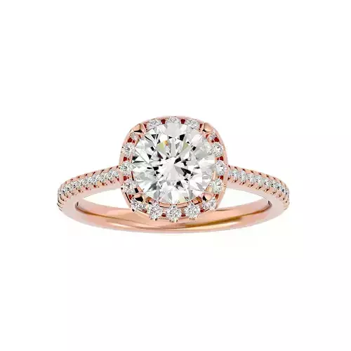 Round Halo solitaire wedding engagement ring with 360 view 3D print model