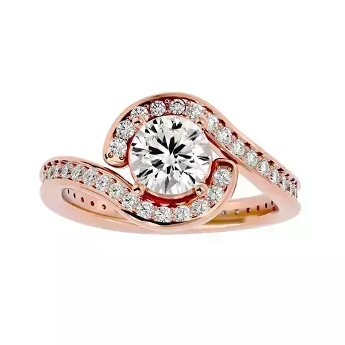 Round Halo solitaire wedding engagement ring with 360 view 3D print model