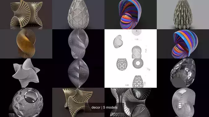 decor colorful shell with stripes 3D Model Collection