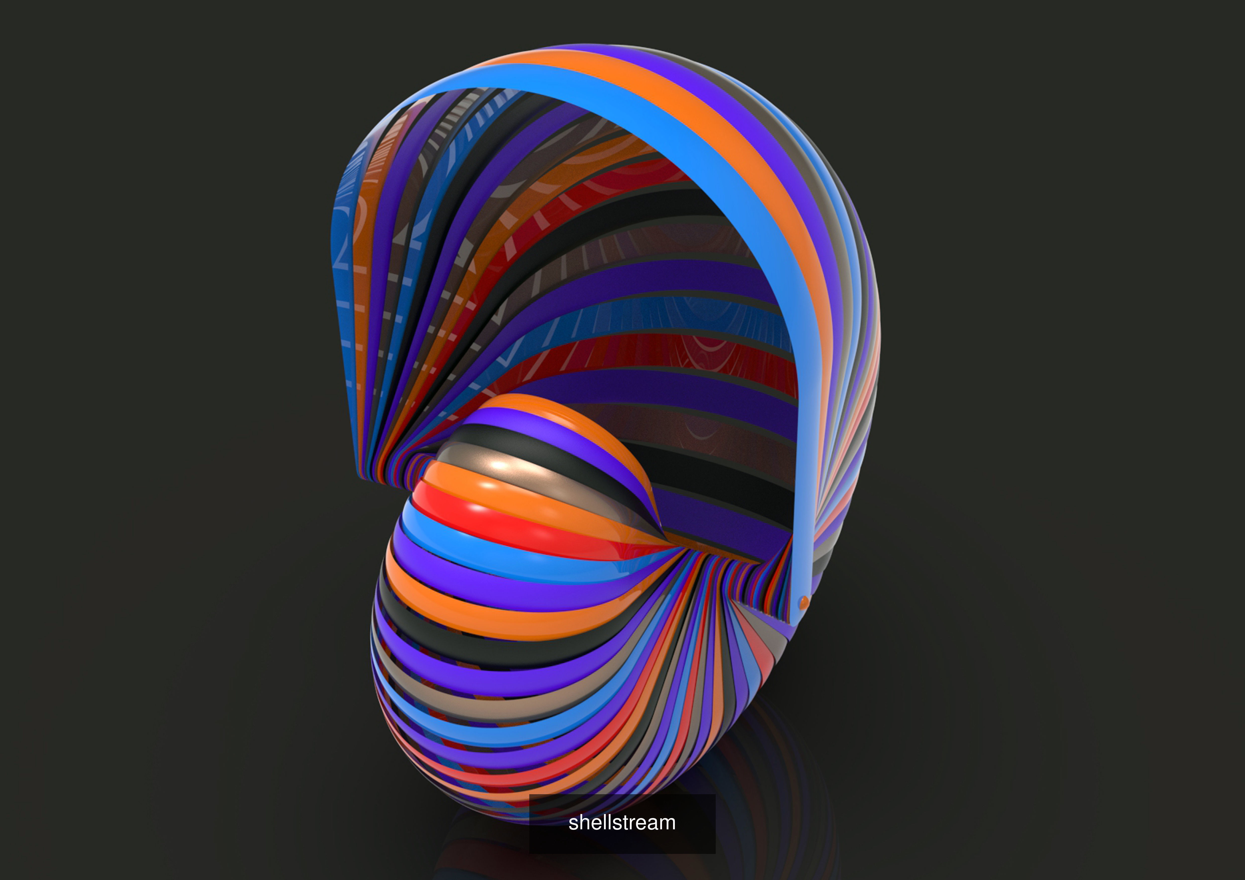 decor colorful shell with stripes 3D Model Collection_3