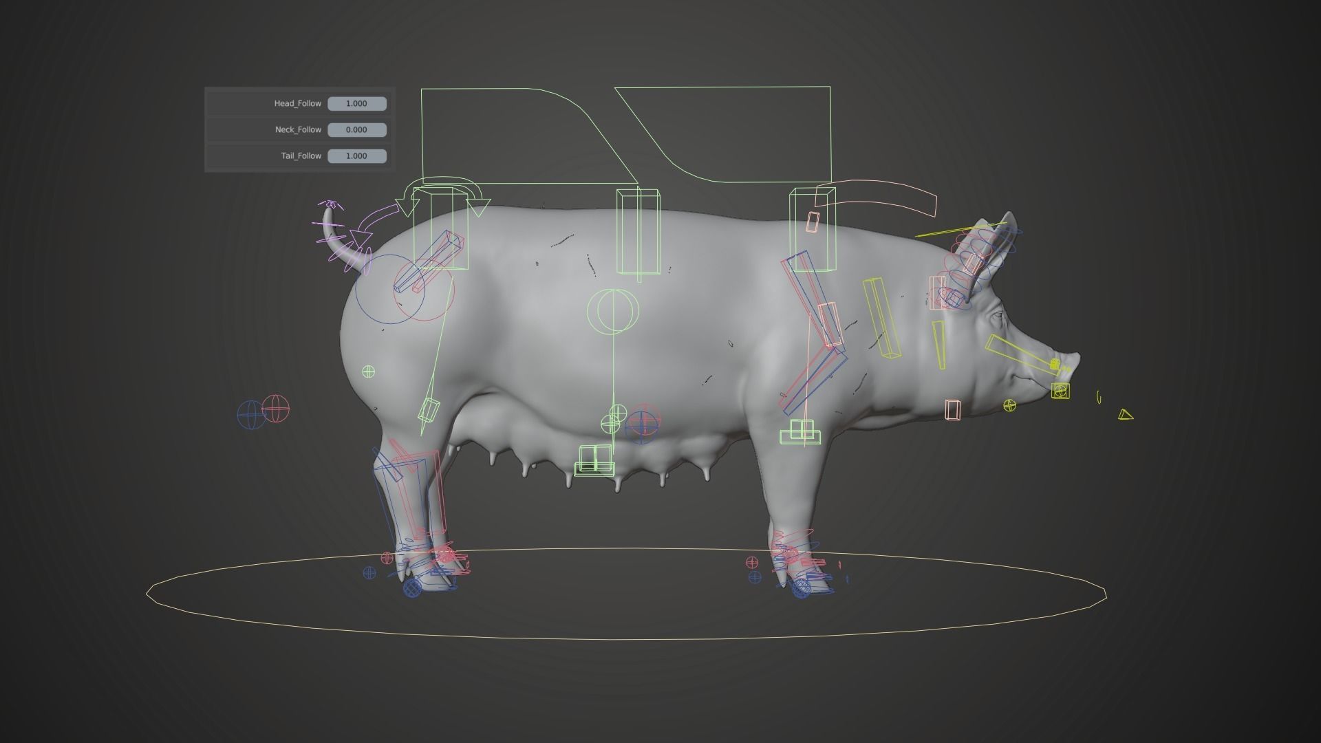 Female Pig with 2 Animations VFX Grace 3D model_13