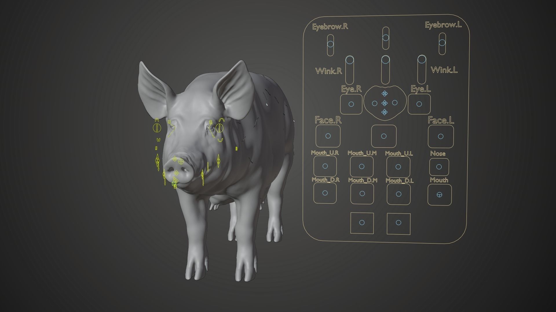 Female Pig with 2 Animations VFX Grace 3D model_15