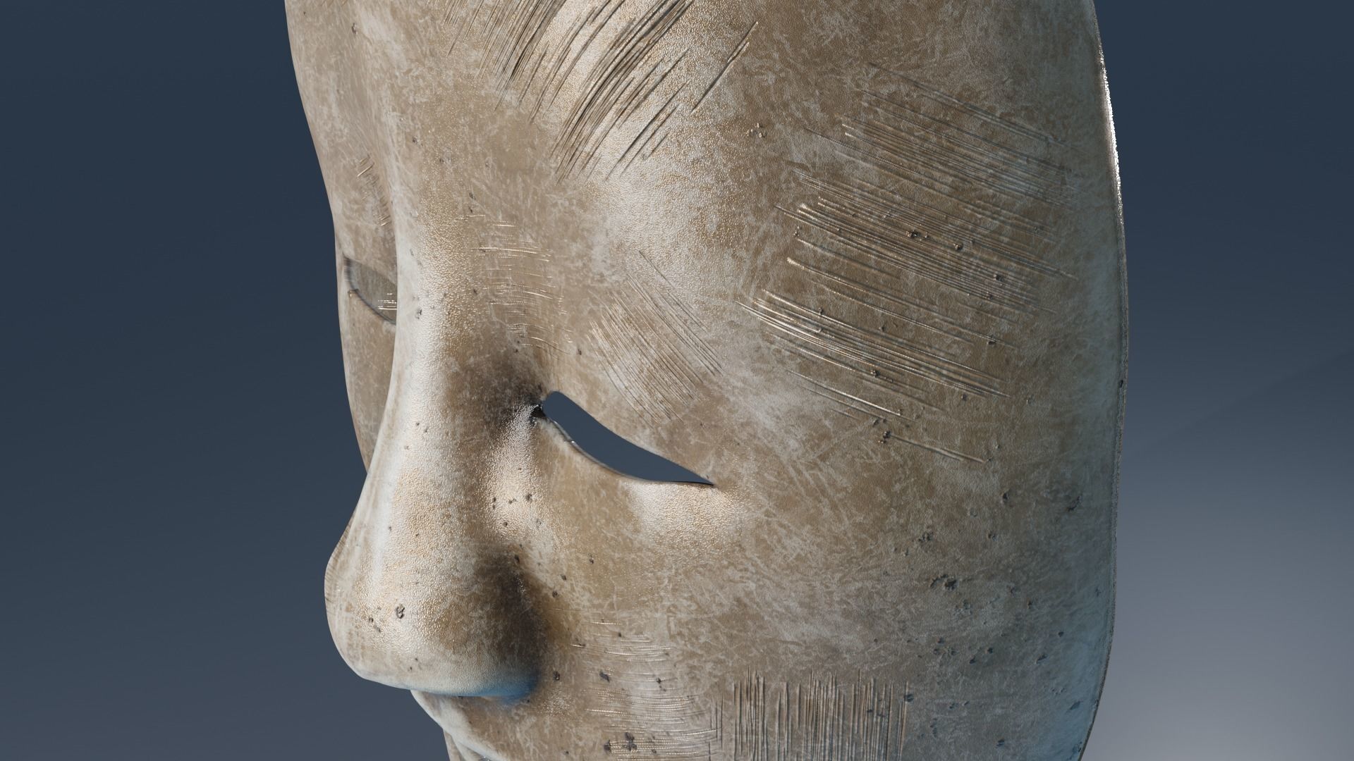 Ancient Noh Mask 3D model_1