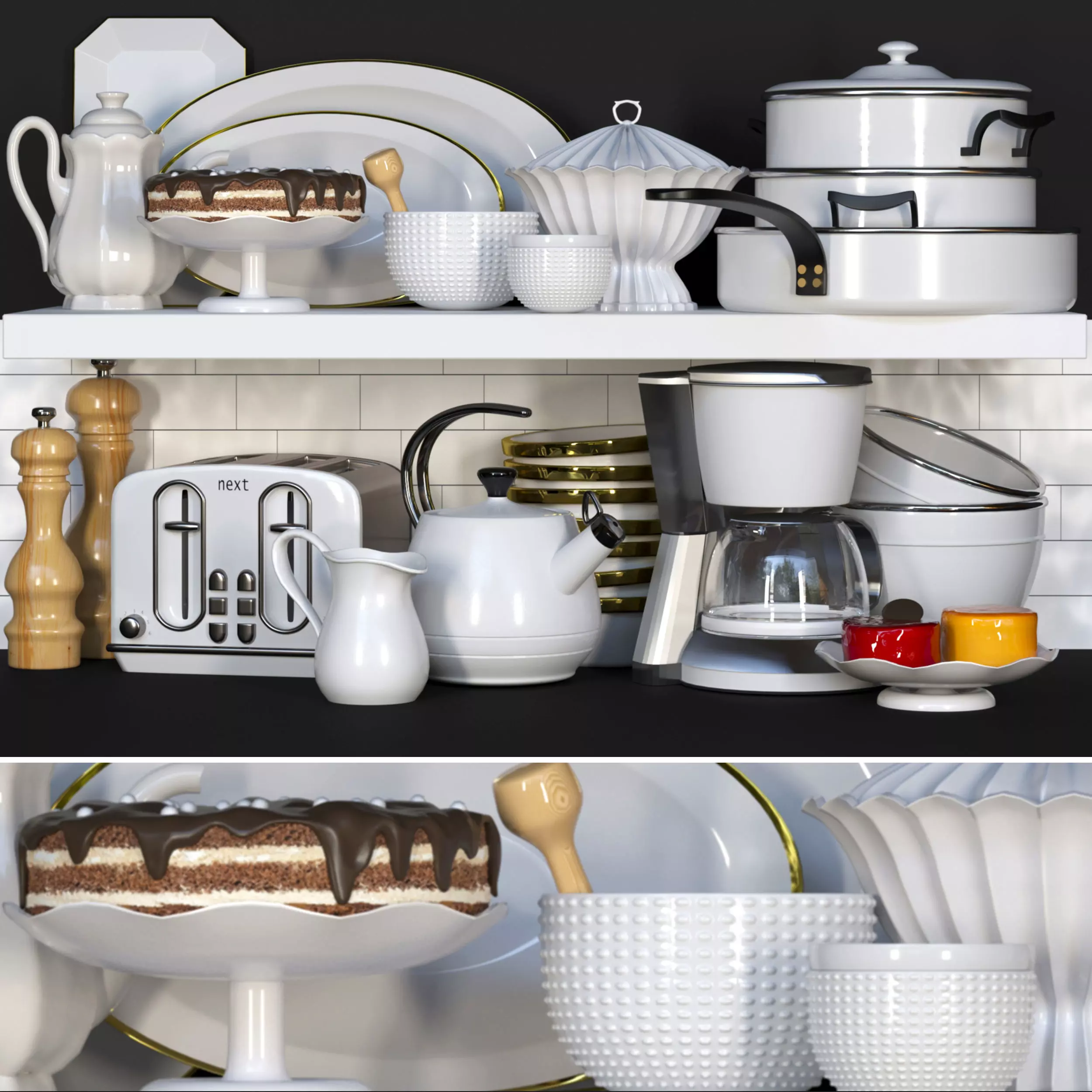A set of dishes for the kitchen or restaurant 3D model