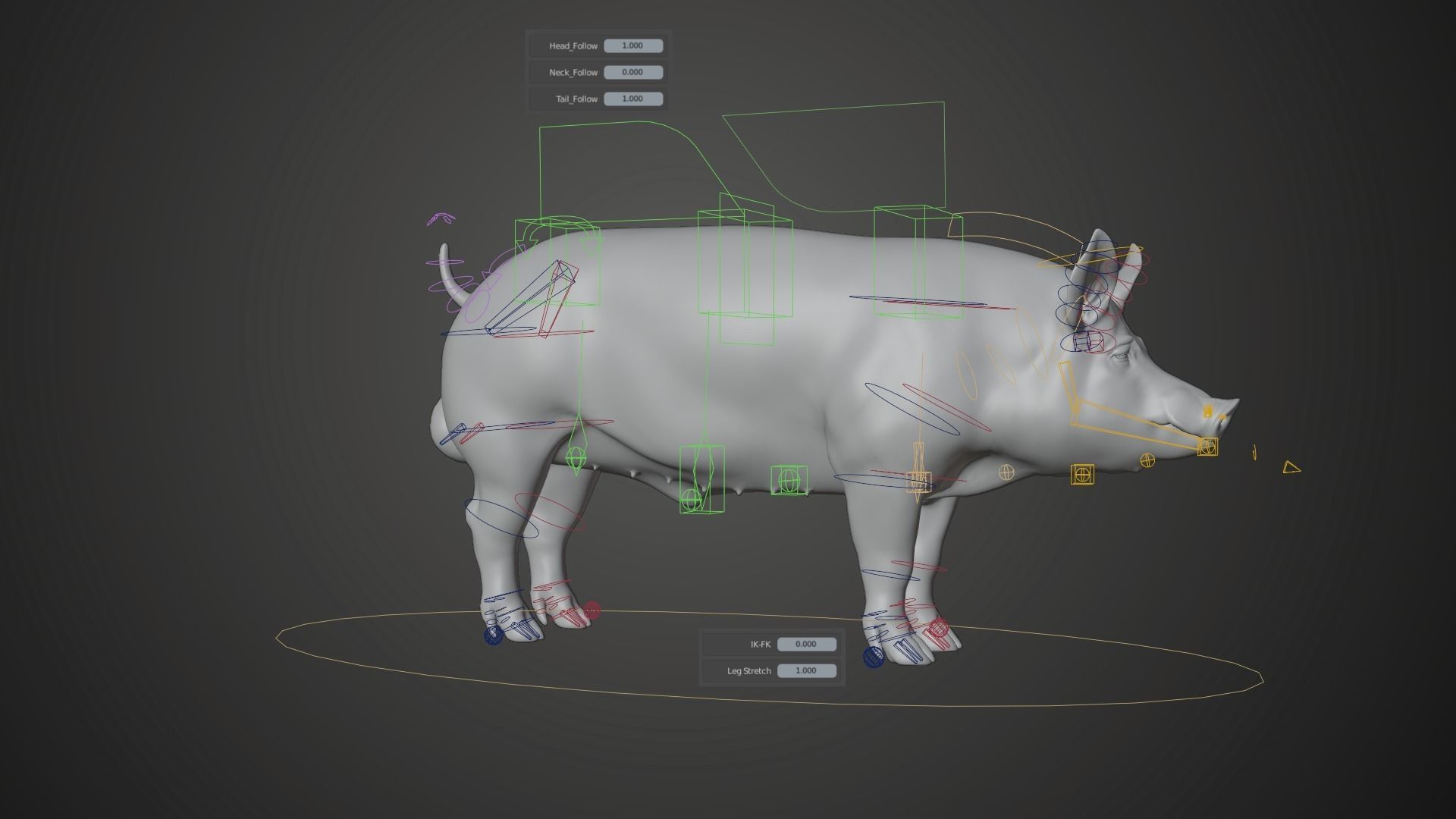Male Pig with 2 Animations VFX Grace 3D model_9