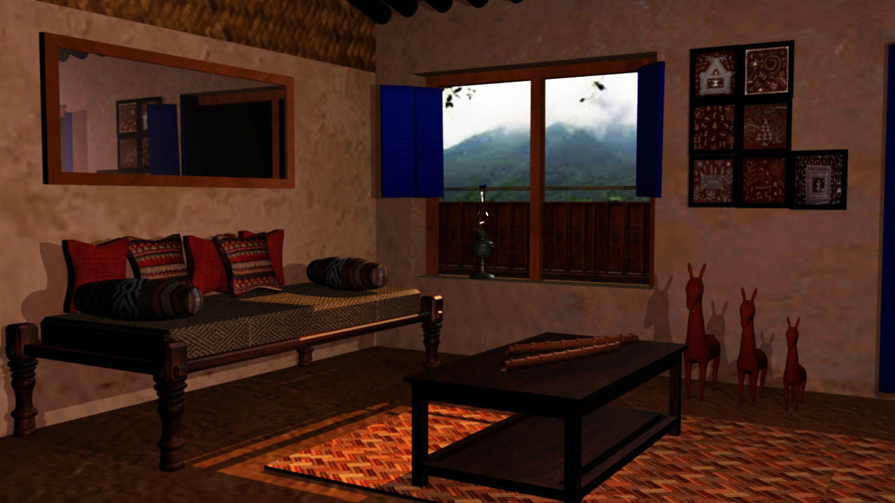 Indian room Low-poly 3D model_1
