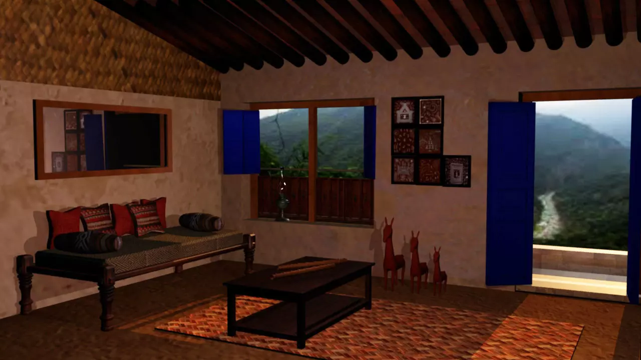 Indian room Low-poly 3D model_0