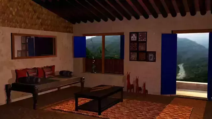 Indian room Low-poly 3D model