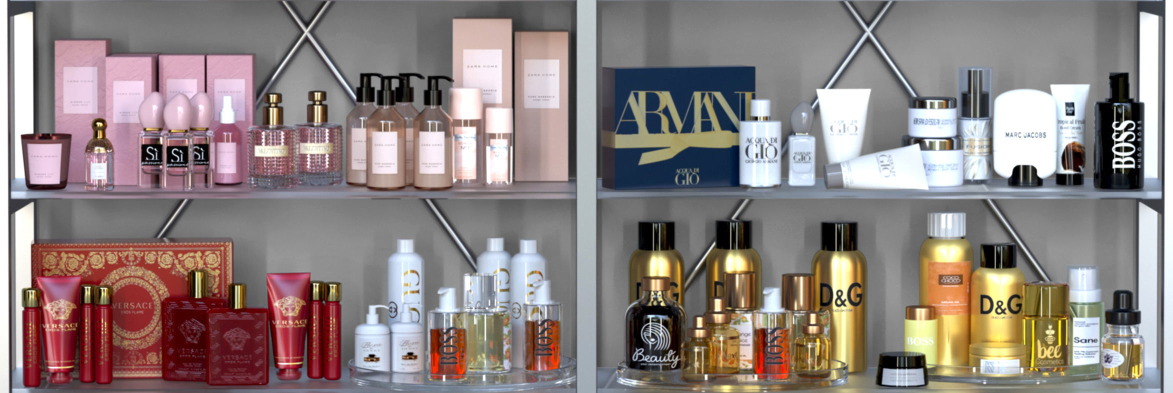 Rack with cosmetics in a beauty salon 3D model_4