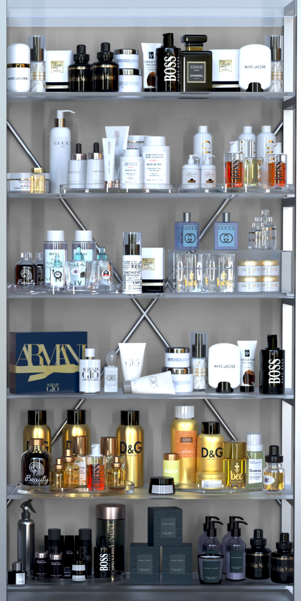 Rack with cosmetics in a beauty salon 3D model_3