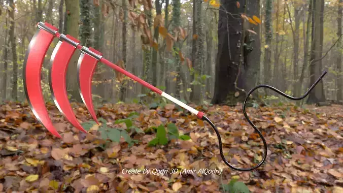 Hidan Triple-Bladed Scythe Senjata 3D model 3D model