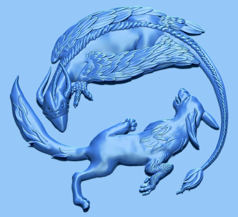 Wolf and Griffin fighting 3D print model_6