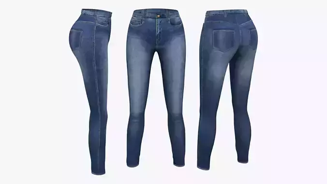 Denim Jeans Low-poly 3D model