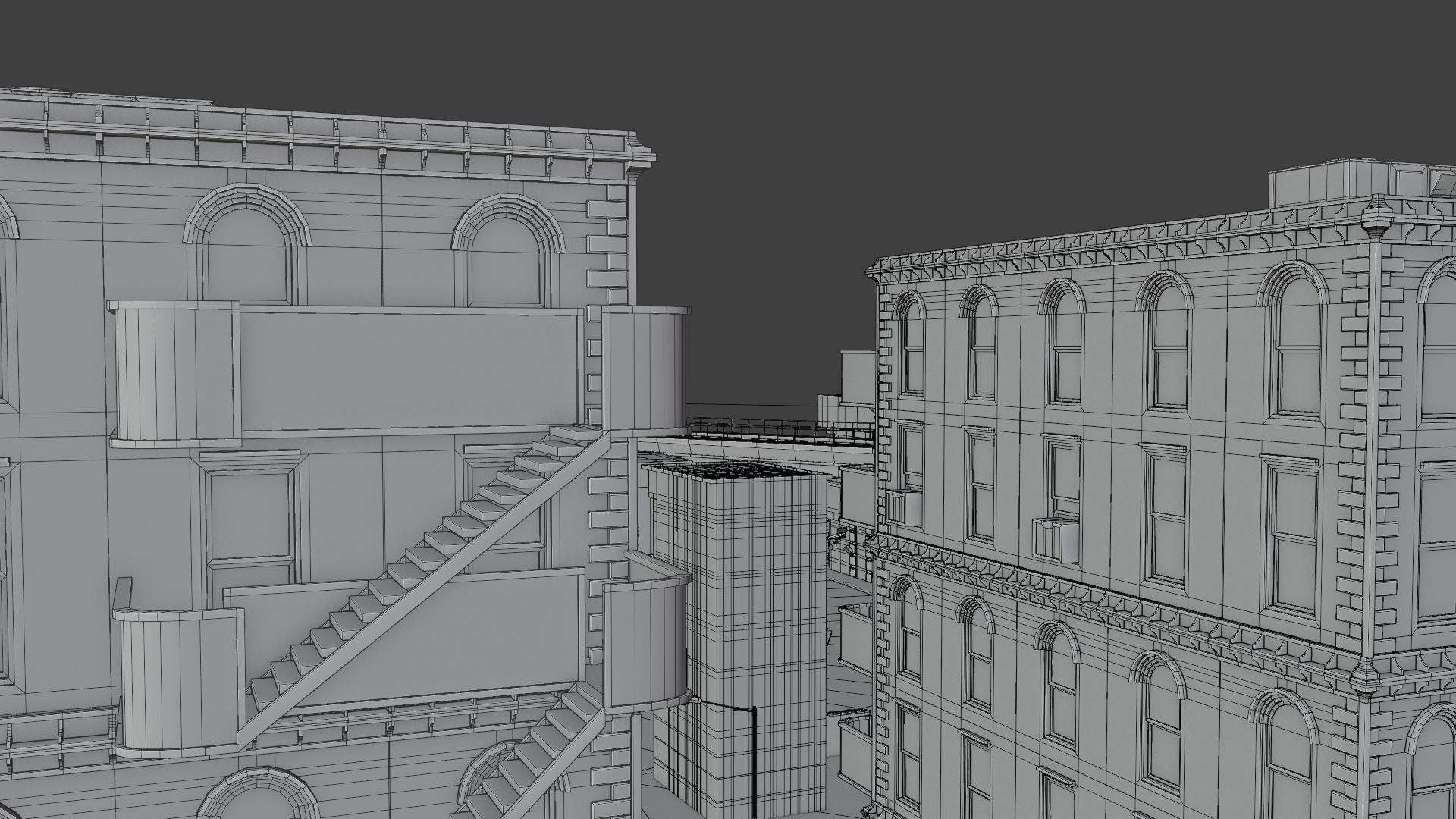 city with rail flyover Low-poly 3D model_10