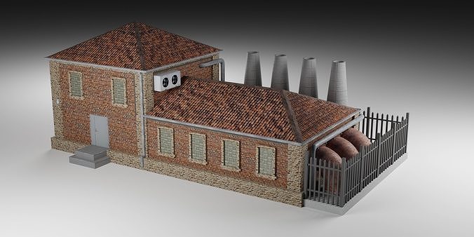 Old factory Low-poly 3D model