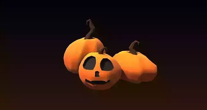 Cartoon style low poly pumpkin game models