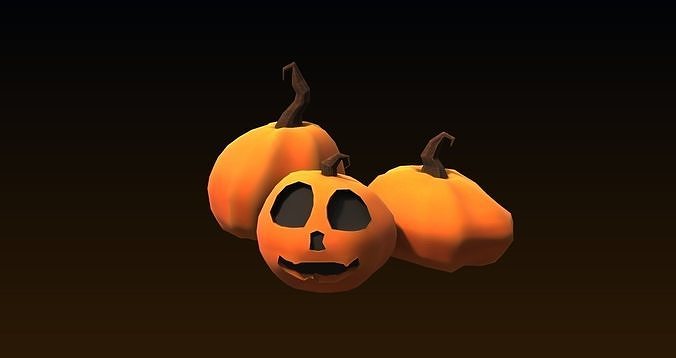 Cartoon style low poly pumpkin game models Low-poly 3D model