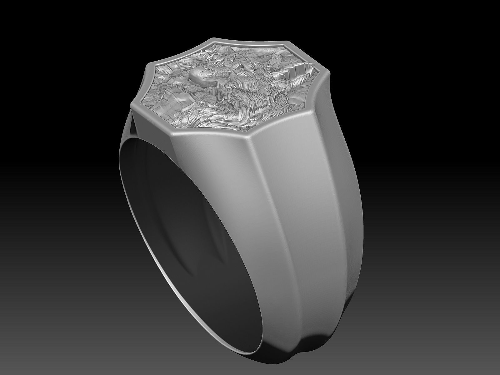 man ring wolf Silver Gold  Print 3D print model_4