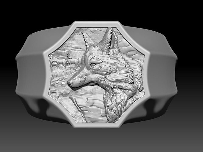 man ring wolf Silver Gold  Print 3D print model