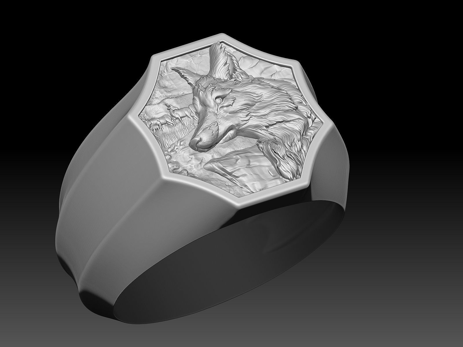 man ring wolf Silver Gold  Print 3D print model_2