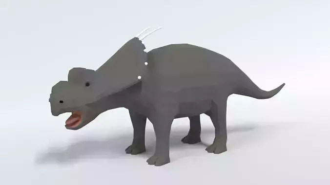 Low Poly Cartoon Achelousaurus Dinosaur