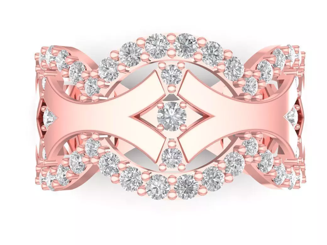 Geometric Openwork Diamond Fashion Ring 2868 3D print model
