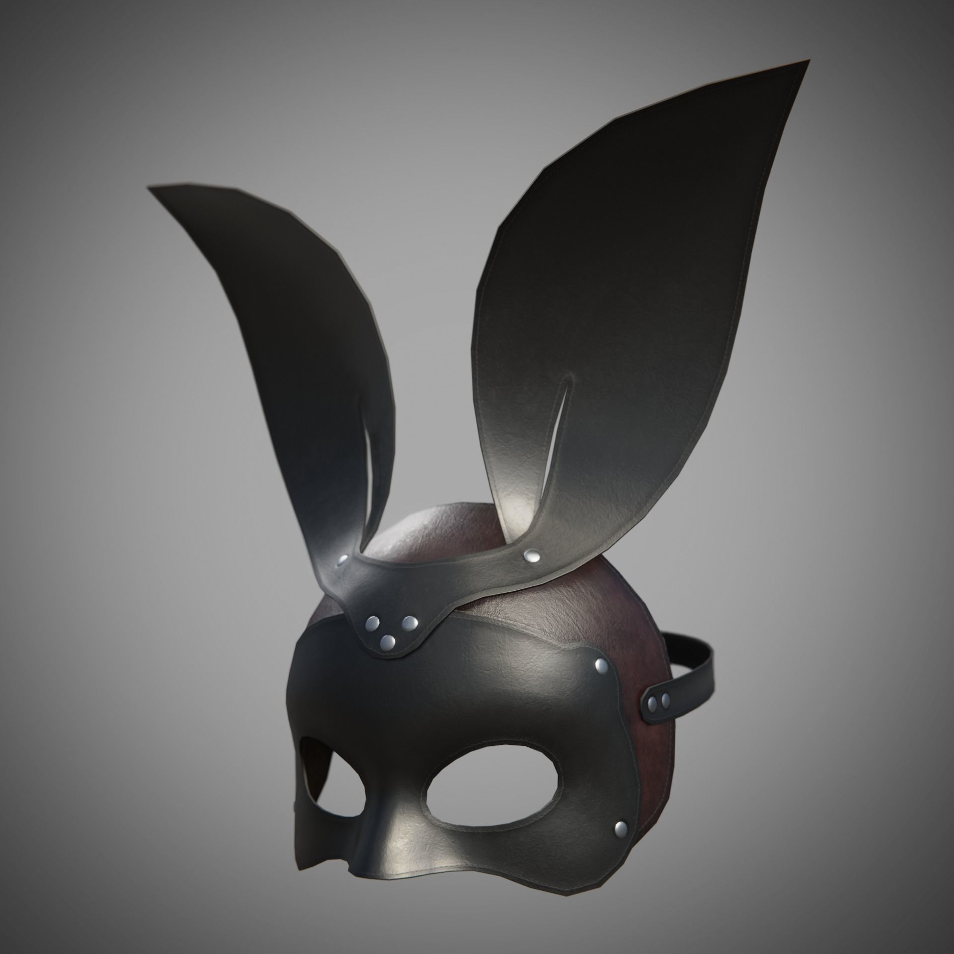 Bunny rabbit leather face mask multicolor set Low-poly 3D model_6