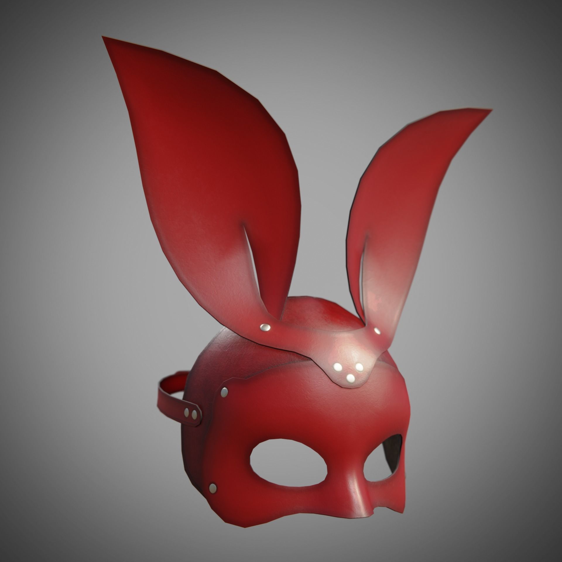Bunny rabbit leather face mask multicolor set Low-poly 3D model_14