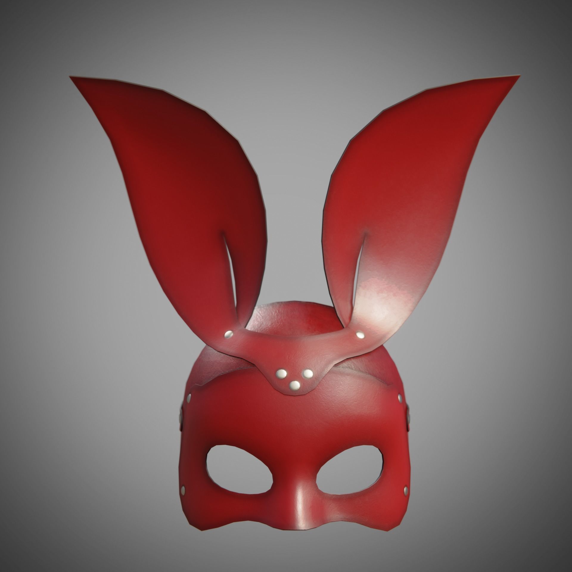 Bunny rabbit leather face mask multicolor set Low-poly 3D model_13