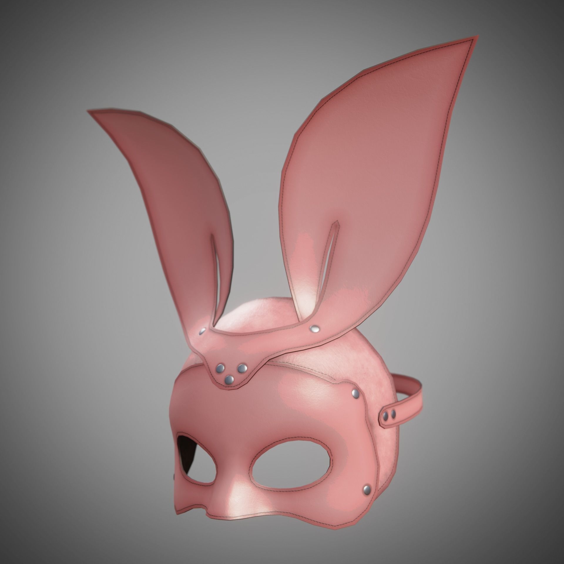 Bunny rabbit leather face mask multicolor set Low-poly 3D model_12