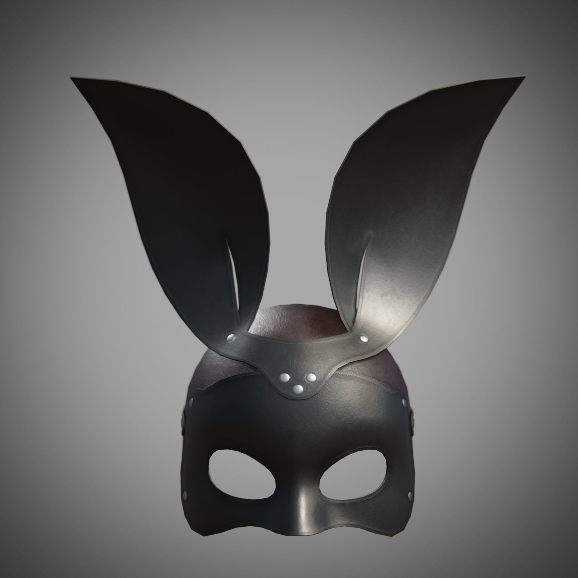 Bunny rabbit leather face mask multicolor set Low-poly 3D model_1